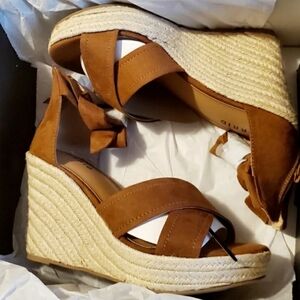 Brown Espadrille Wedge Sandals